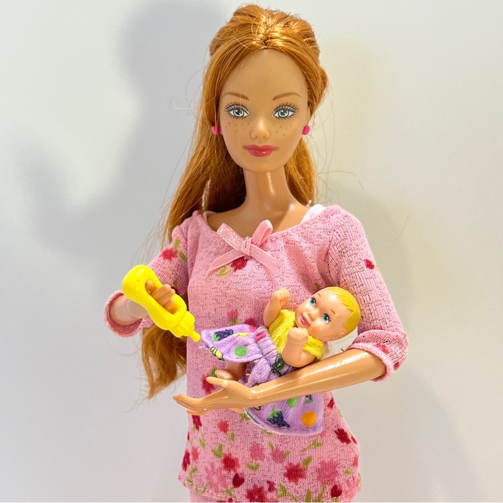 Vintage Happy Family Midge Barbie Doll NO Pregnant Belly Baby Pink Dress Variant